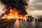 货车爆炸多车被引燃 公路事故惊险瞬间