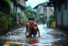 蜡笔小新悠然自得暴雨中的快乐时光