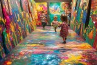 三个小画家绘制奇妙世界画展