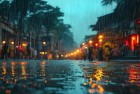 雨夜暴雨中的城市冒险：神庙逃亡惊险之旅