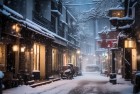 上海迎初雪，街头信使映衬下的冬日风景