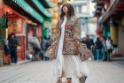 曾黎把中国绣花鞋穿到了韩国街头，惊艳时尚潮流