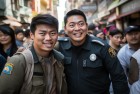 小偷逃跑拐弯撞民警，街头轻松愉快化解成谈资