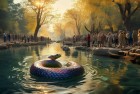 猛蛇横渡江面现神秘遗骸，奇异景象引关注