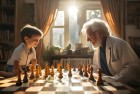 夏日书房象棋大战：小新与博士的童趣对弈
