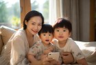 奚梦瑶晒儿女正脸照，温馨时刻再现家庭幸福